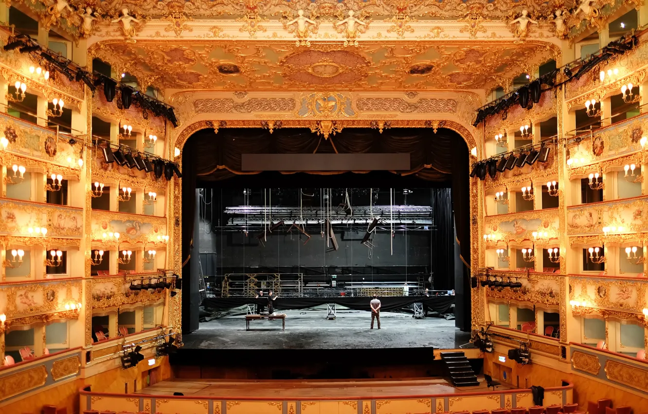 Фото обои сцена, театр, оперный театр, Teatro La Fenice