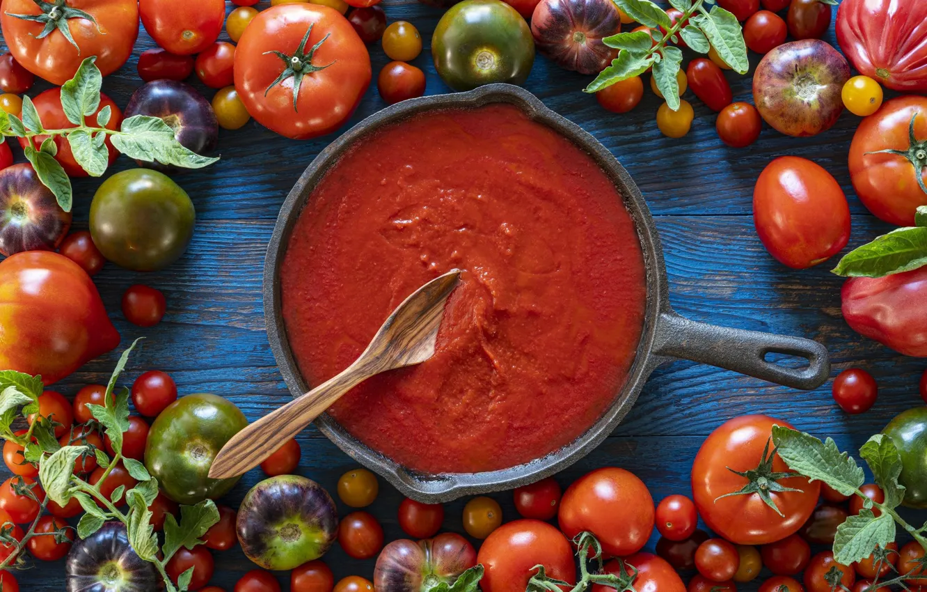 Фото обои table, tomato, tomato paste