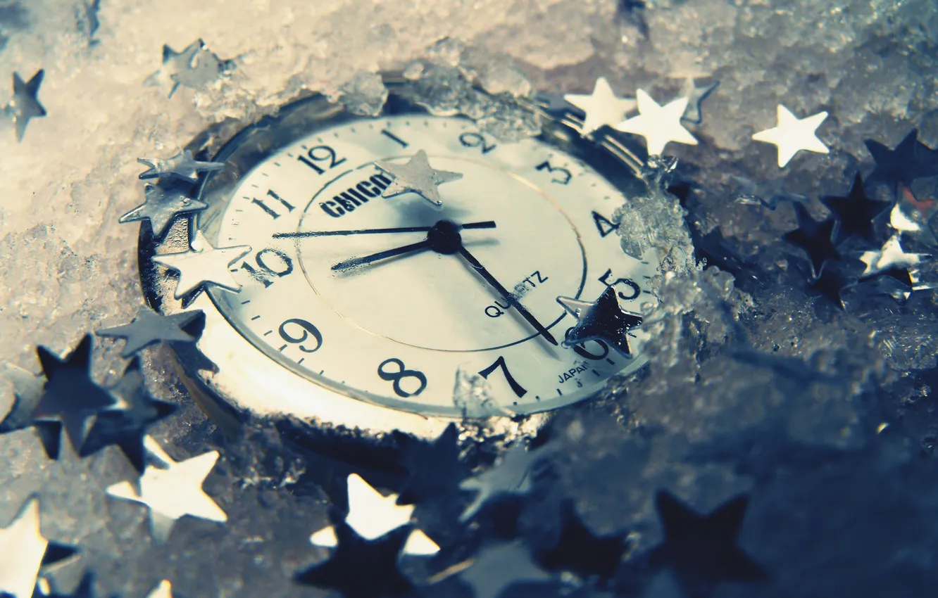 Фото обои часы, лёд, звездочки