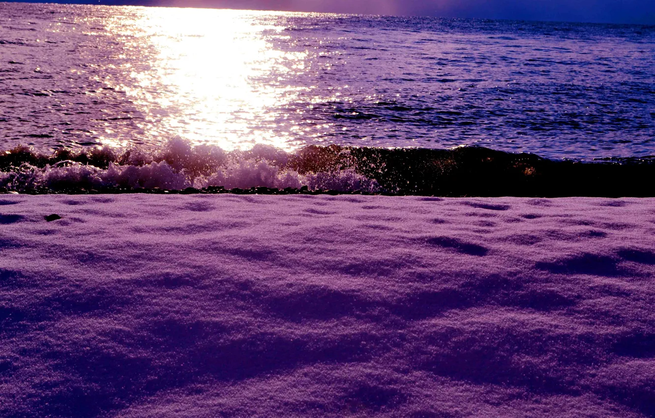 Фото обои море, небо, снег