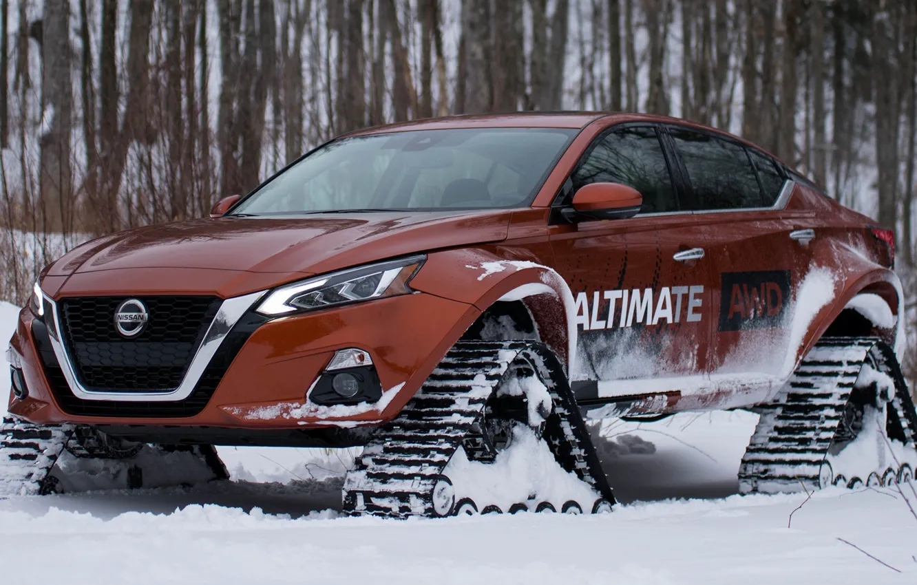Фото обои зима, машина, Concept, снег, Ниссан, концепт, Nissan, сбоку