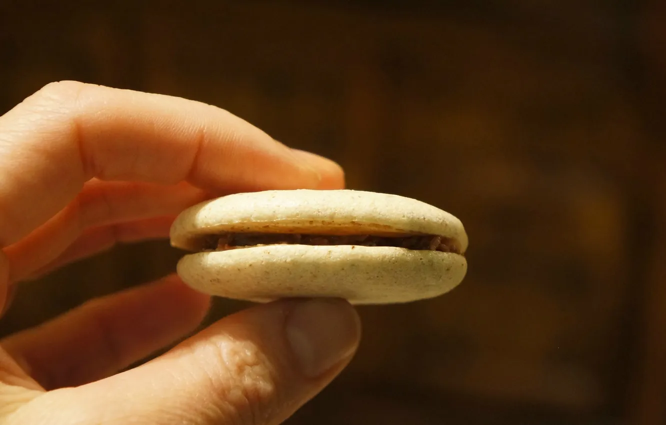 Фото обои рука, печенье, пальцы, macaroon, макарун