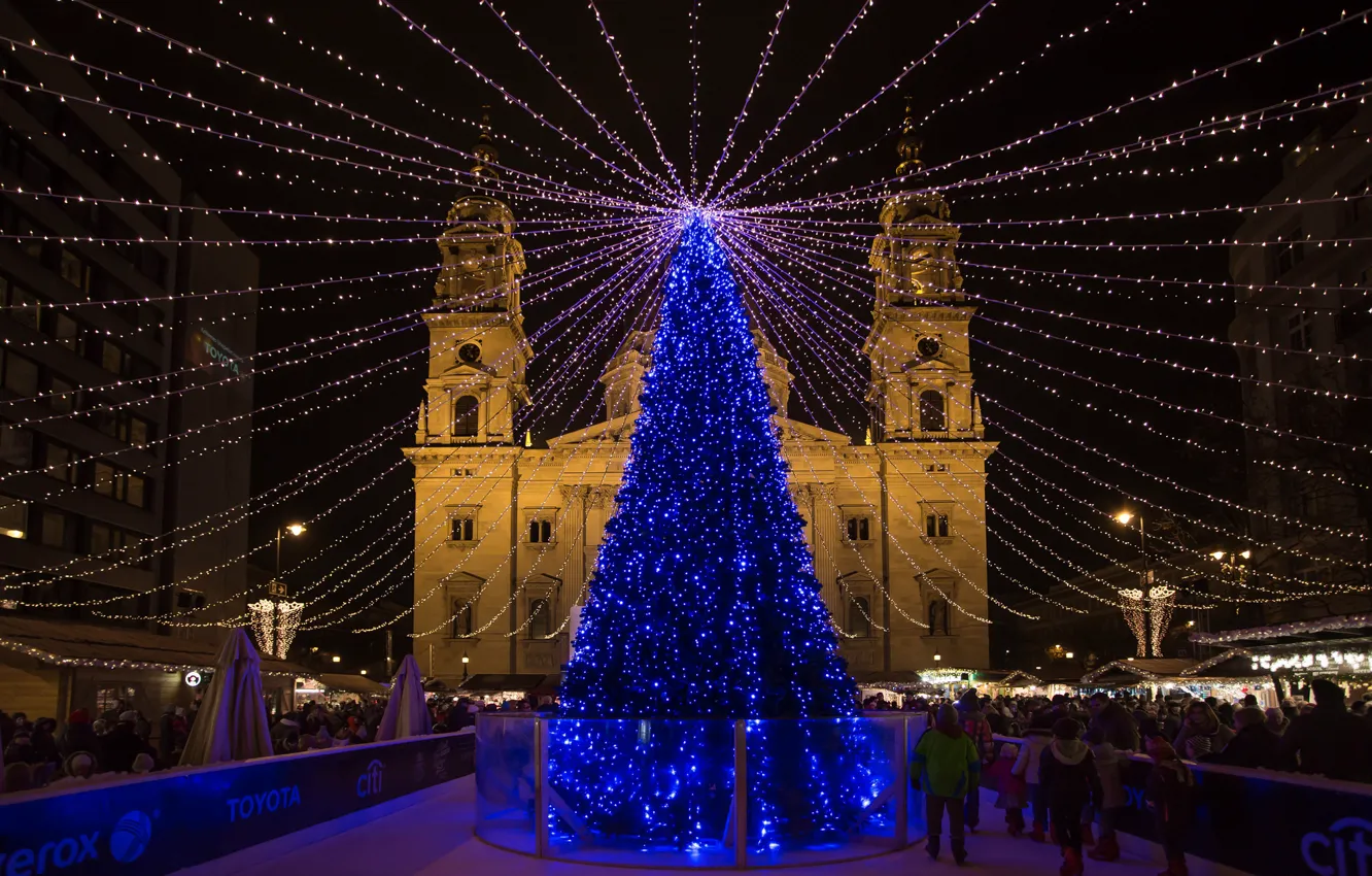 Фото обои Budapest, Christmas fair, Basilica