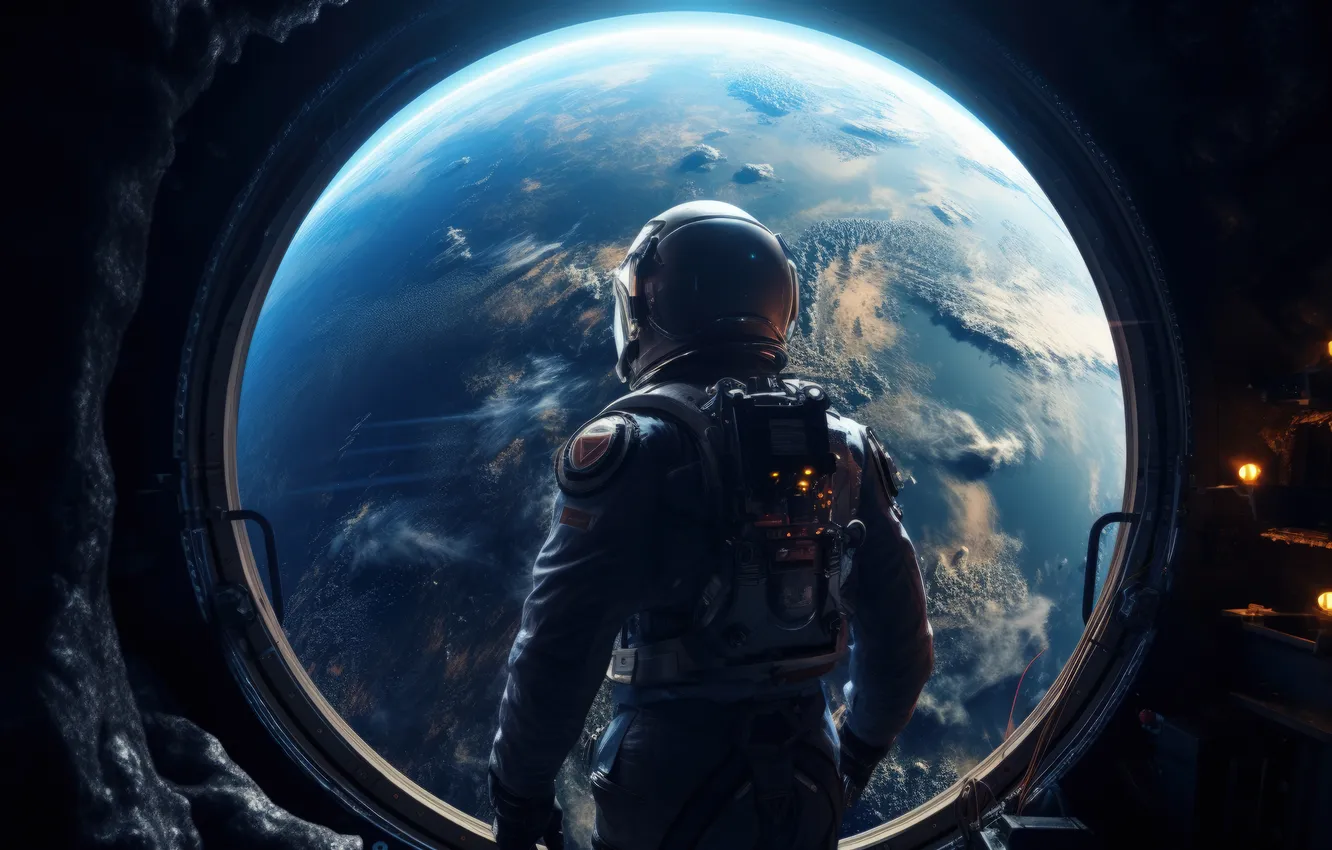 Фото обои shot, astronaut, medium, photorealistic