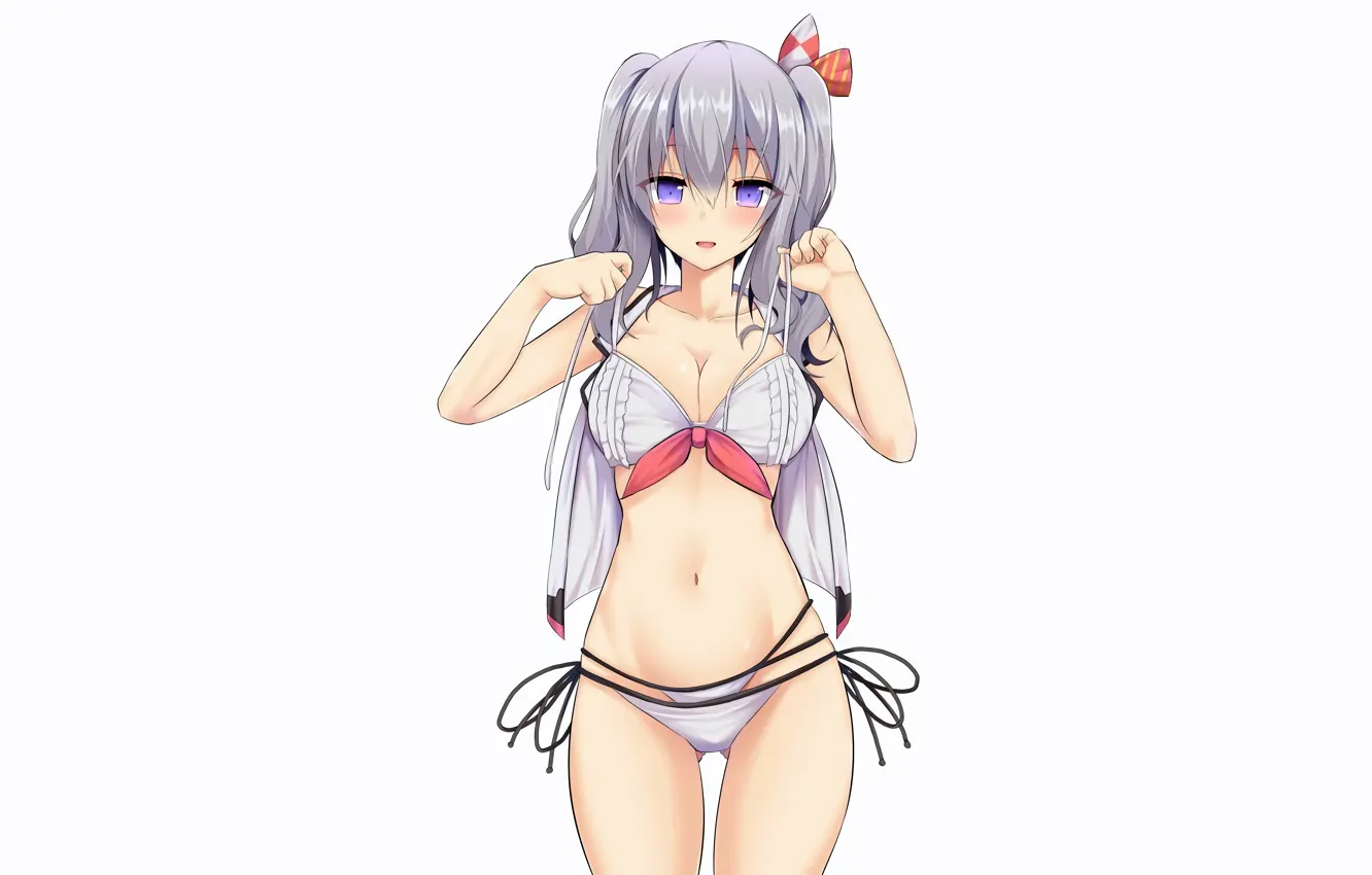 Фото обои girl, sexy, cleavage, long hair, boobs, anime, beautiful, purple eyes