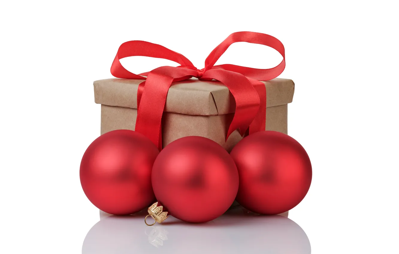 Фото обои подарок, шары, Новый Год, Рождество, Christmas, balls, box, gift