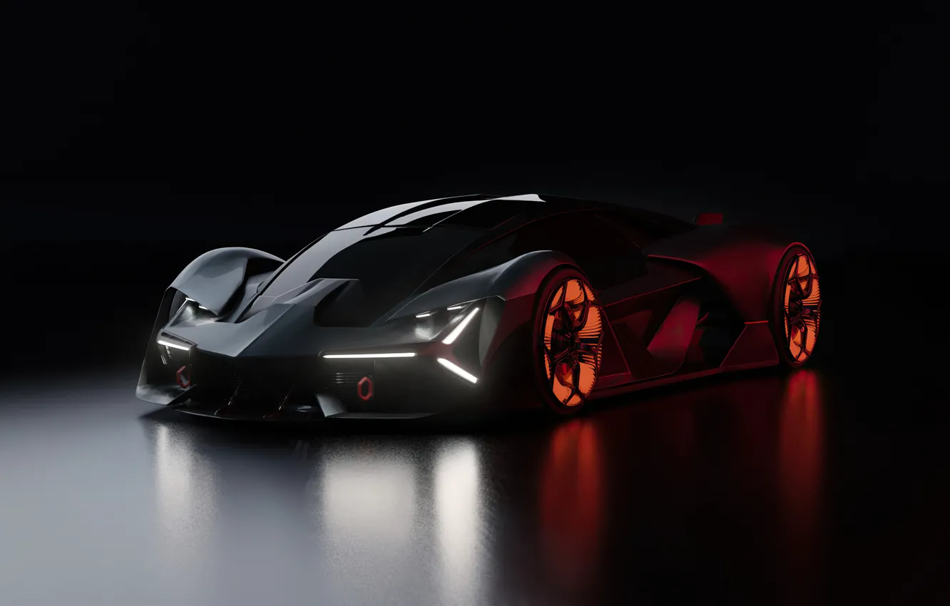 Фото обои Concept, черный, Lamborghini, Lamborghini Terzo Millennio, Terzo, Millennio, гипер кар