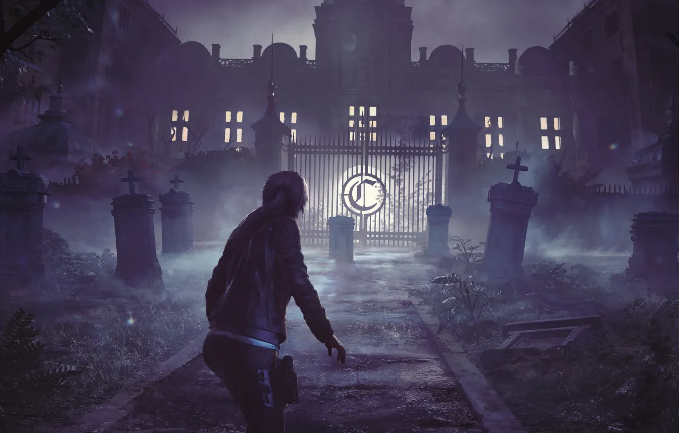 Фото обои ночь, дом, особняк, Lara Croft, Расхитительница Гробниц, Shadow of the Tomb Raider