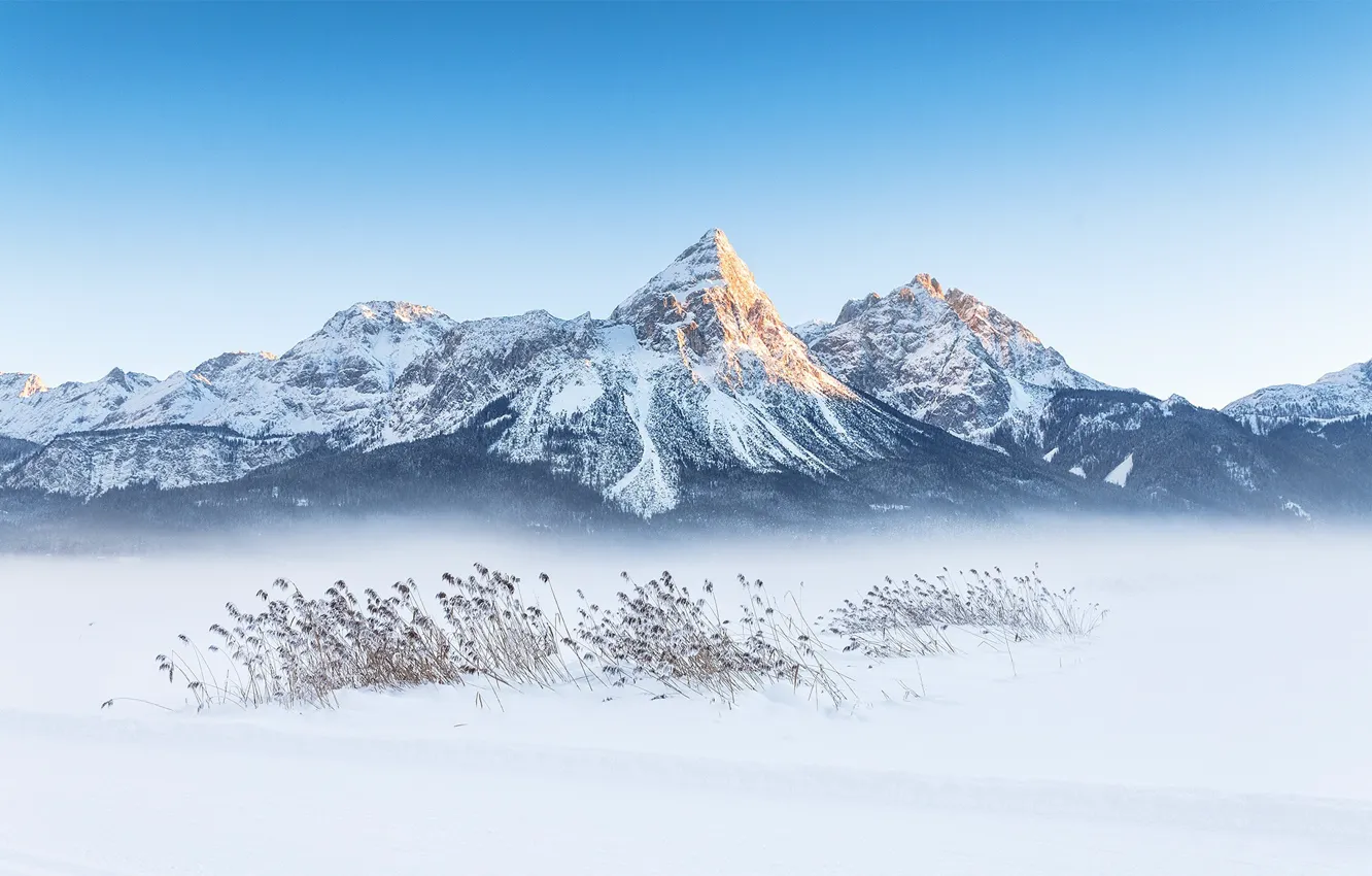 Фото обои зима, снег, горы