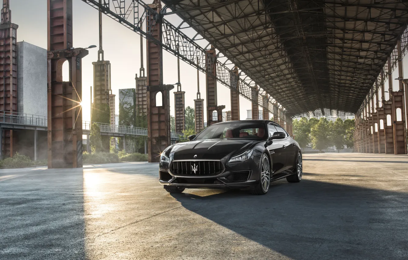 Фото обои авто, солнце, город, Maserati, Quattroporte, GTS, GranSport