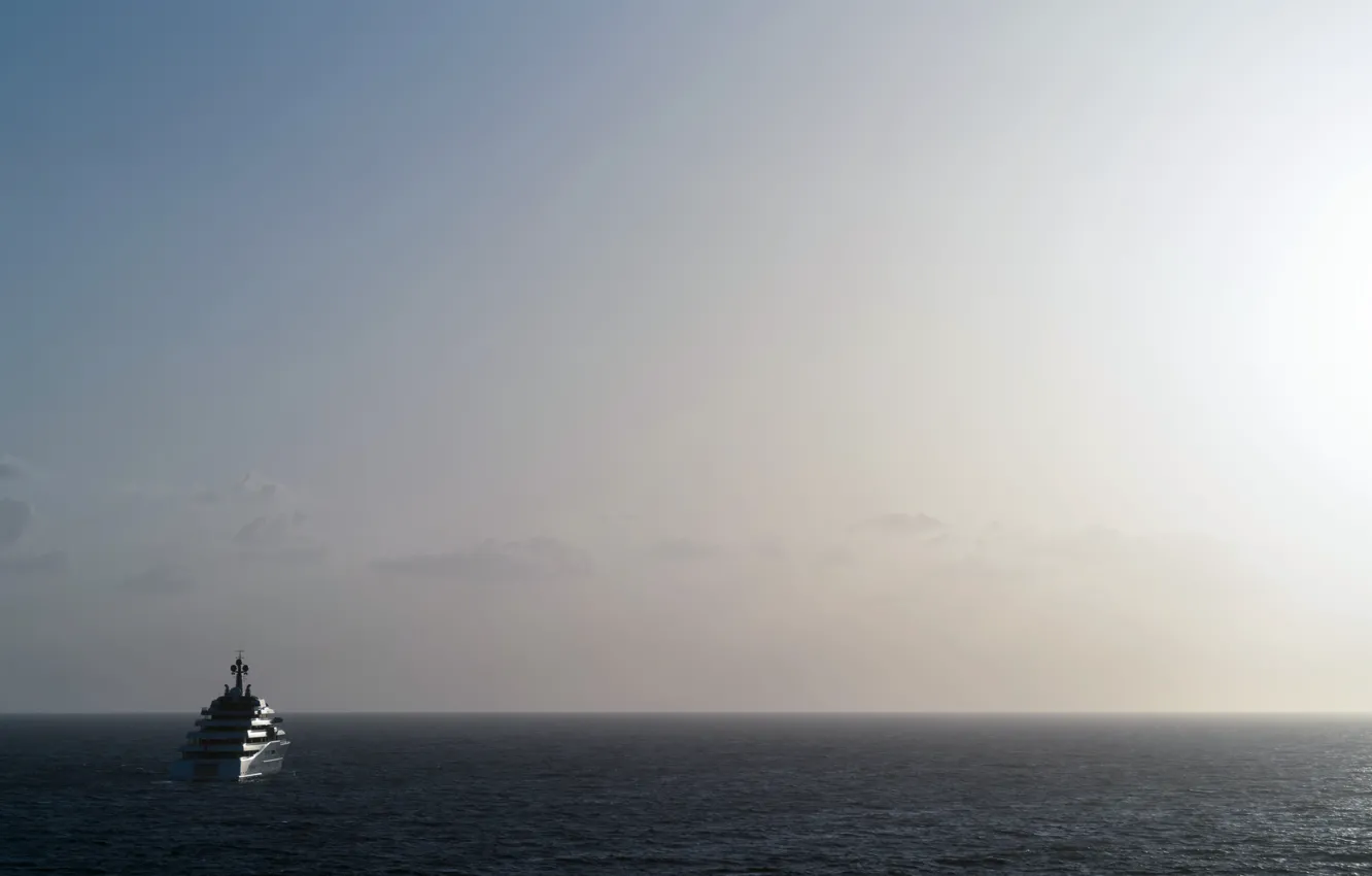 Фото обои море, туман, корабль
