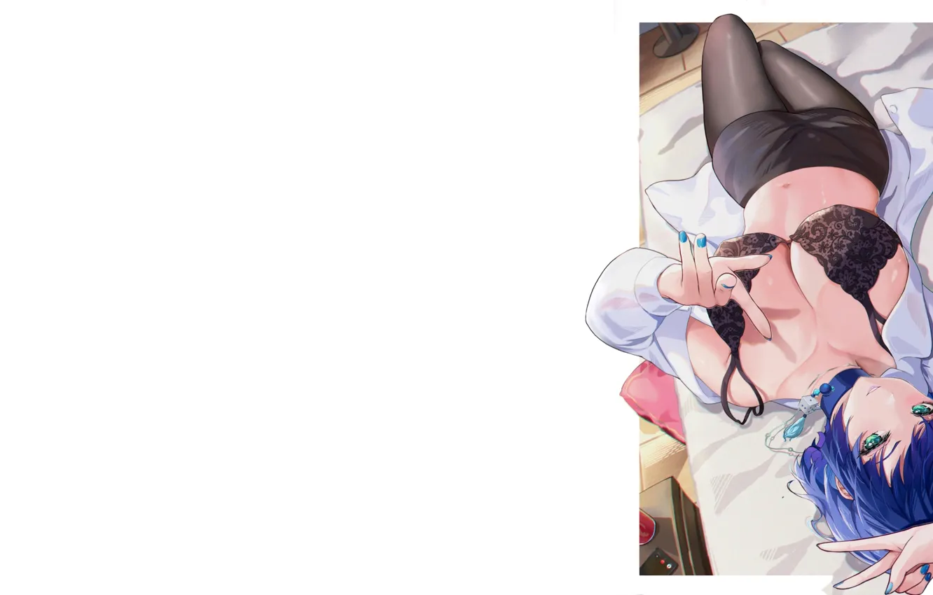 Фото обои girl, boobs, anime, pretty, breasts, big boobs, babe, lying down