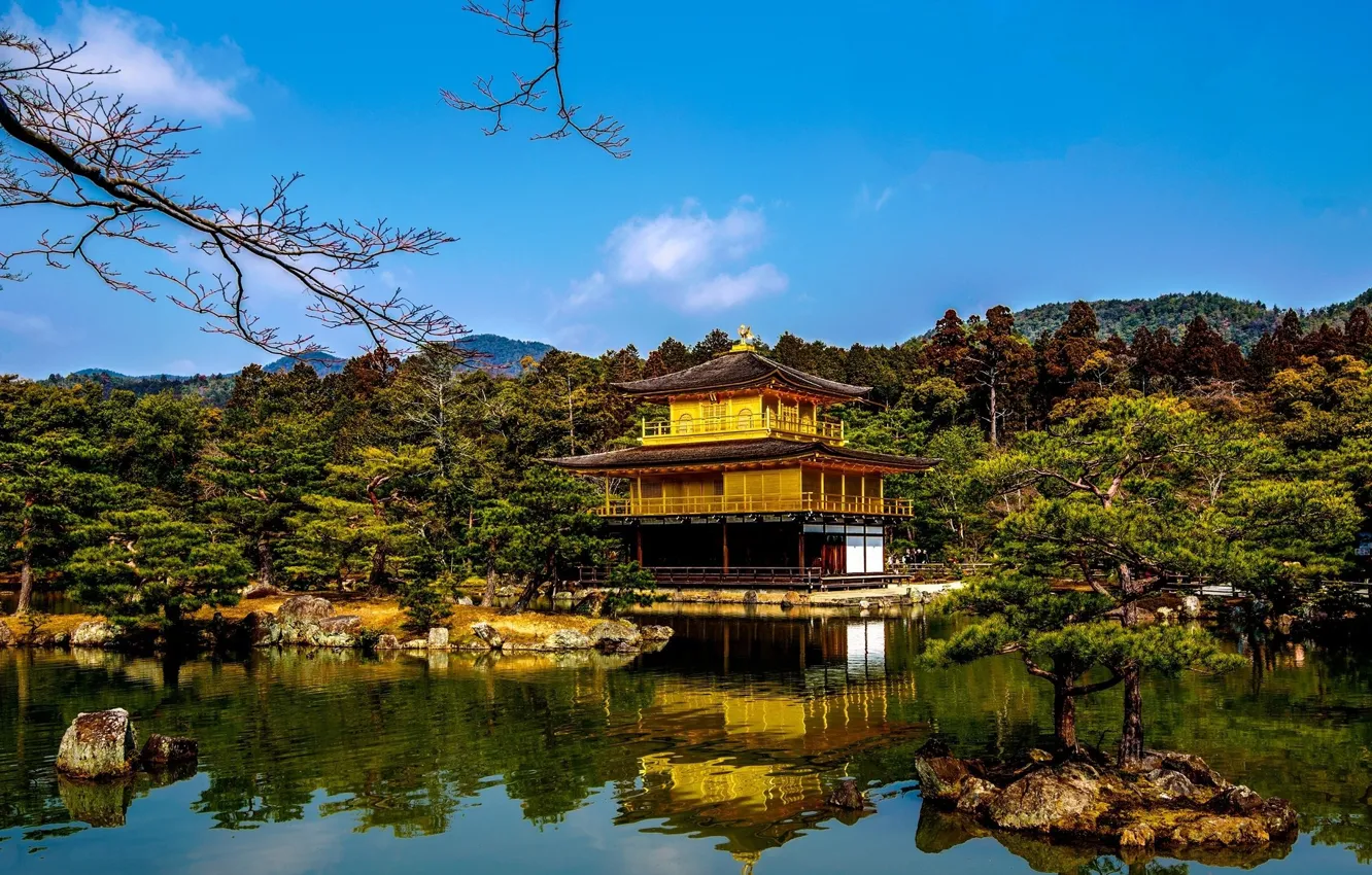 Фото обои озеро, парк, красота, Япония, Киото