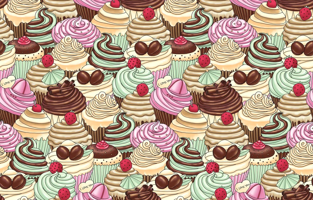 Фото обои ягоды, фон, обои, шоколад, текстура, клубника, мороженое, пирожное