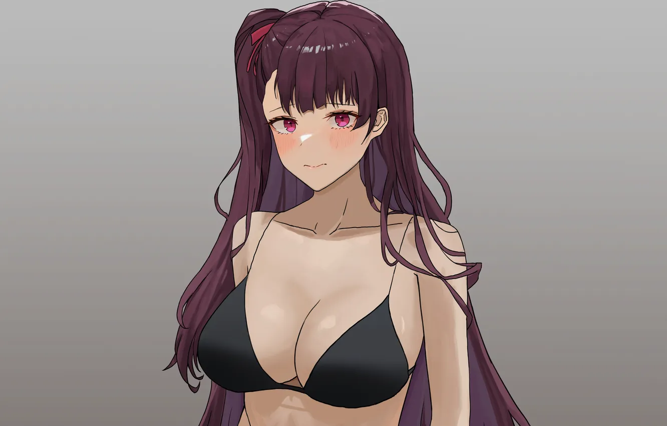 Фото обои girl, sexy, cleavage, long hair, boobs, anime, beautiful, pretty