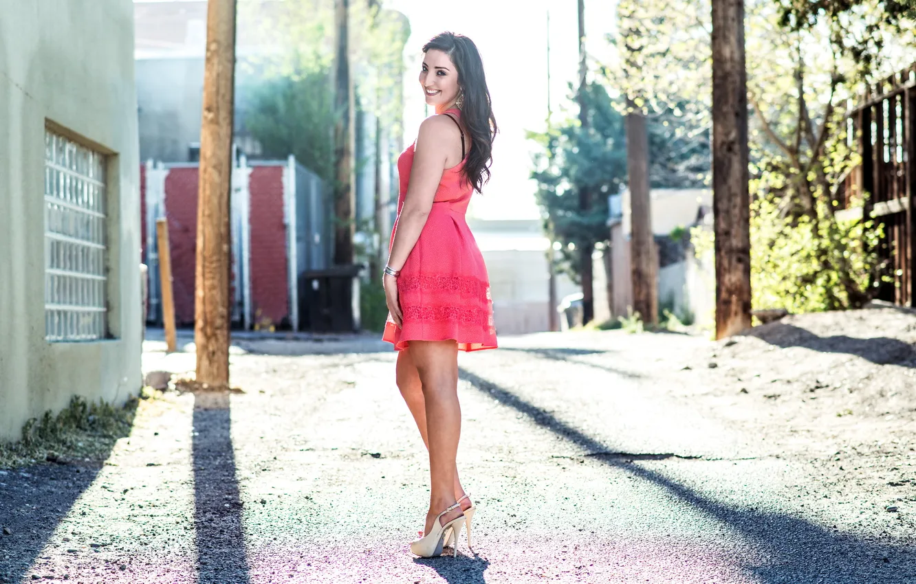 Фото обои девушка, свет, улица