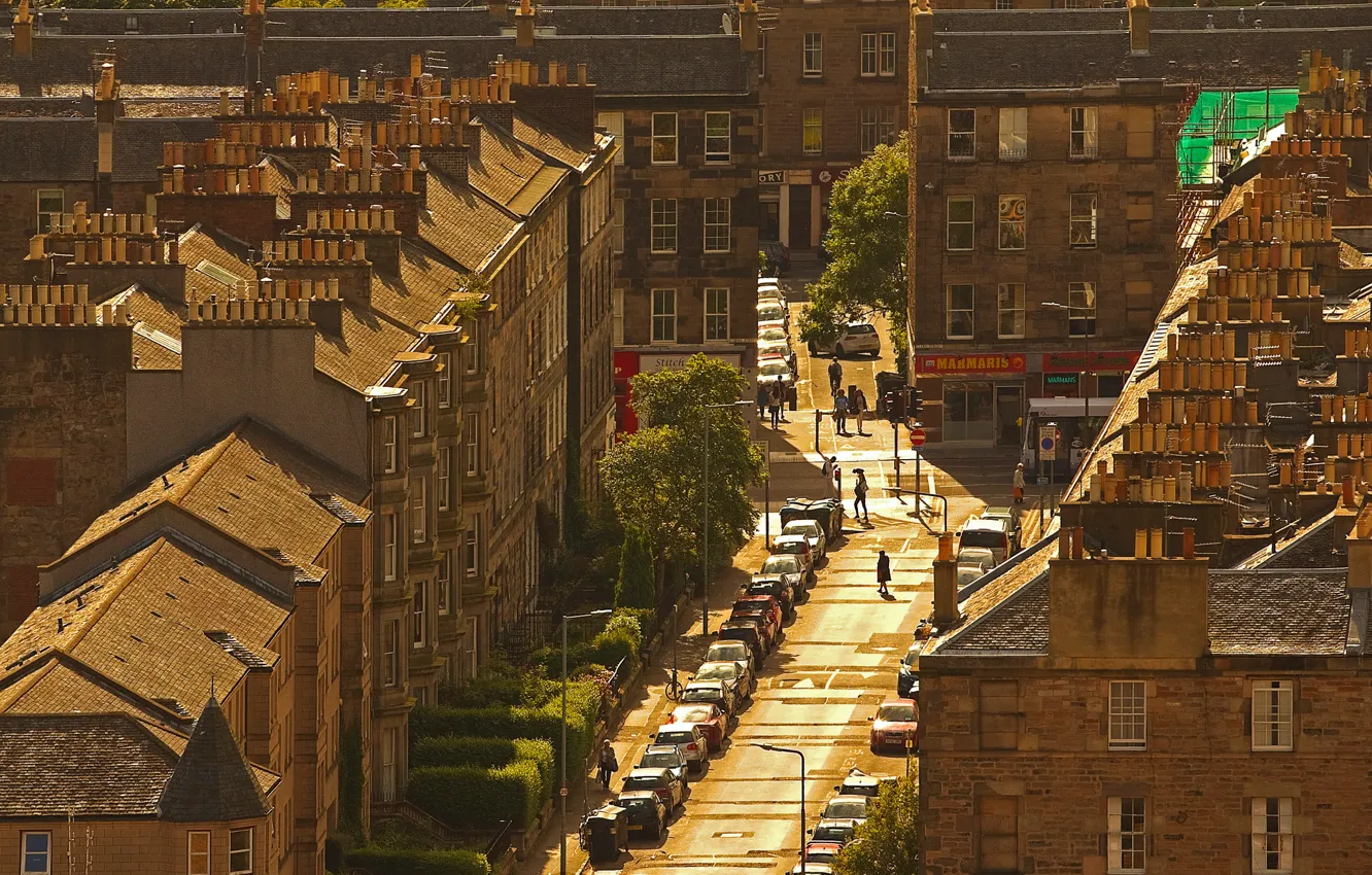 Фото обои крыша, дома, Шотландия, Эдинбург