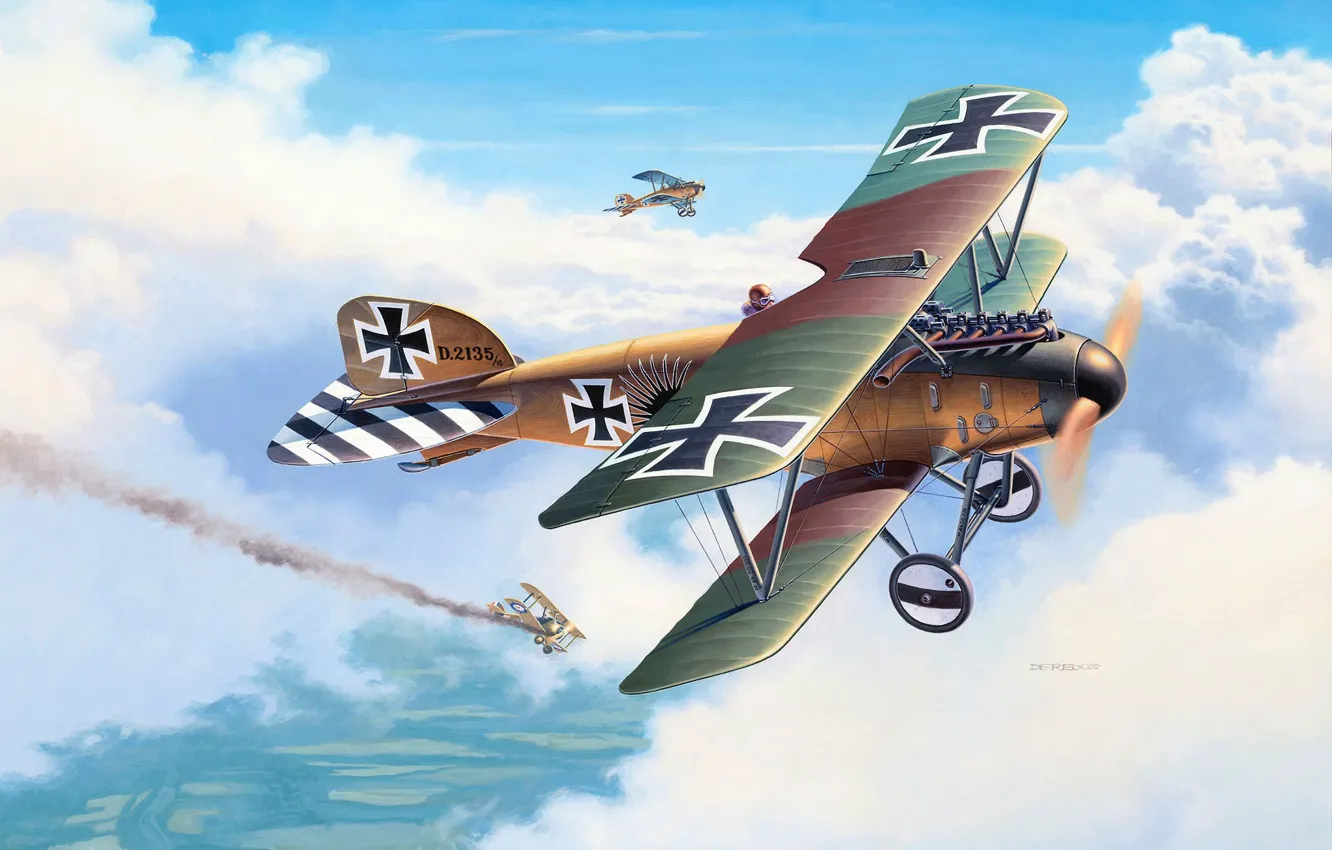 Фото обои Германия, истребитель, биплан, Andrzej Deredos, Albatros D.III, Первая мировай война