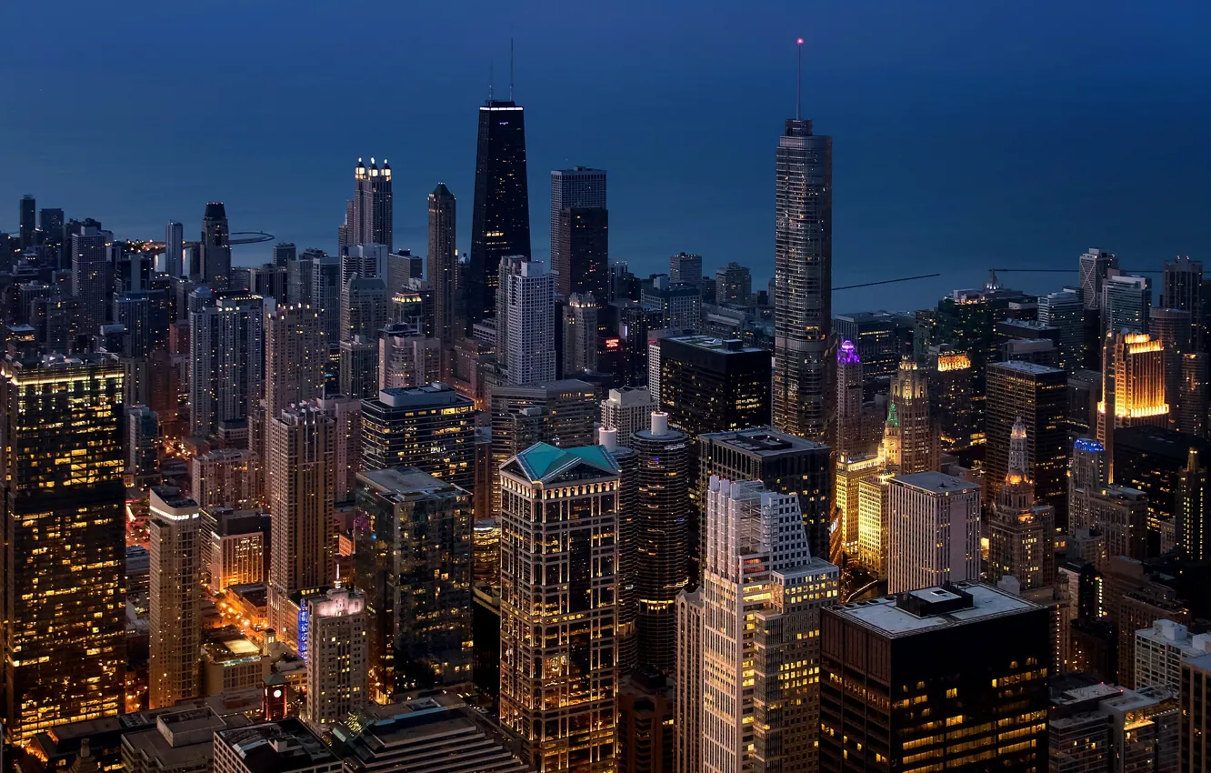Фото обои огни, Чикаго, Chicago, мегаполис
