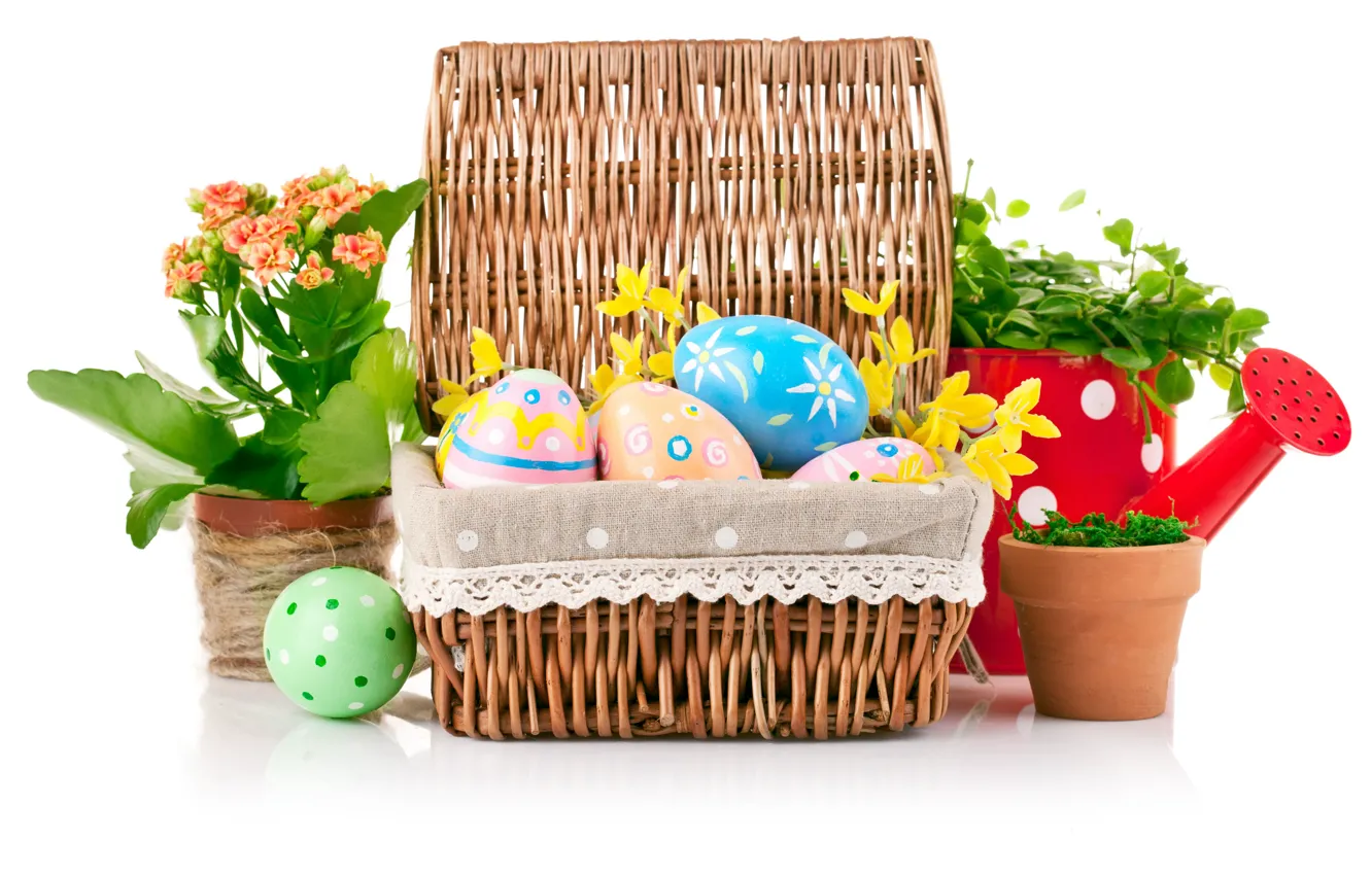 Фото обои цветы, яйца, Пасха, декор, Easter, Holidays, Eggs, Wicker