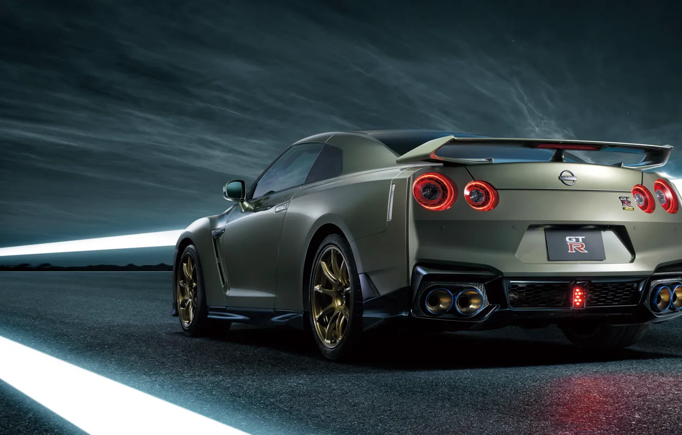 Фото обои car, lights, Nissan, GT-R, R35, 2023, Nissan GT-R Premium Edition T-spec