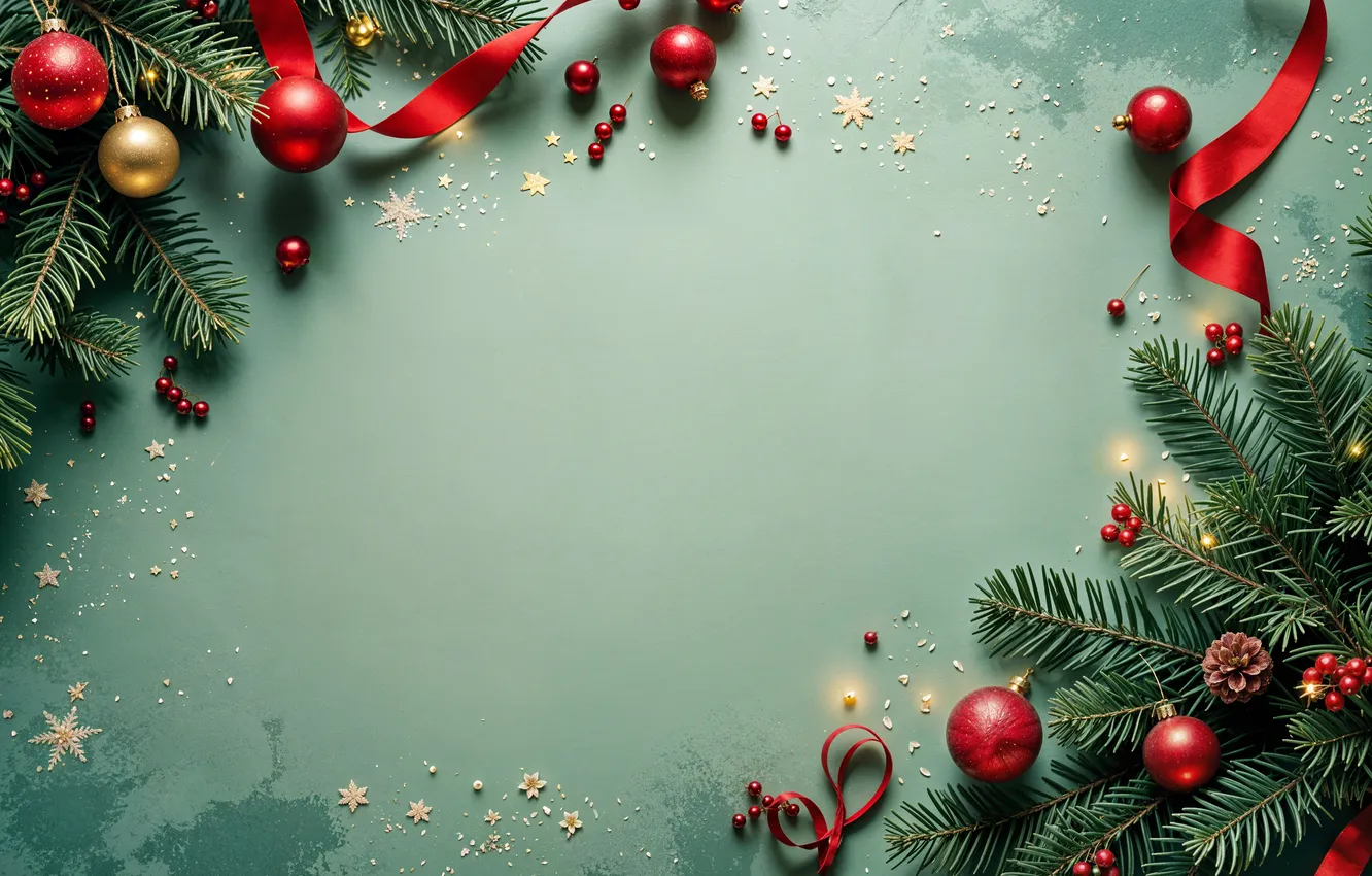 Фото обои украшения, фон, шары, Рождество, Новый год, golden, new year, Christmas