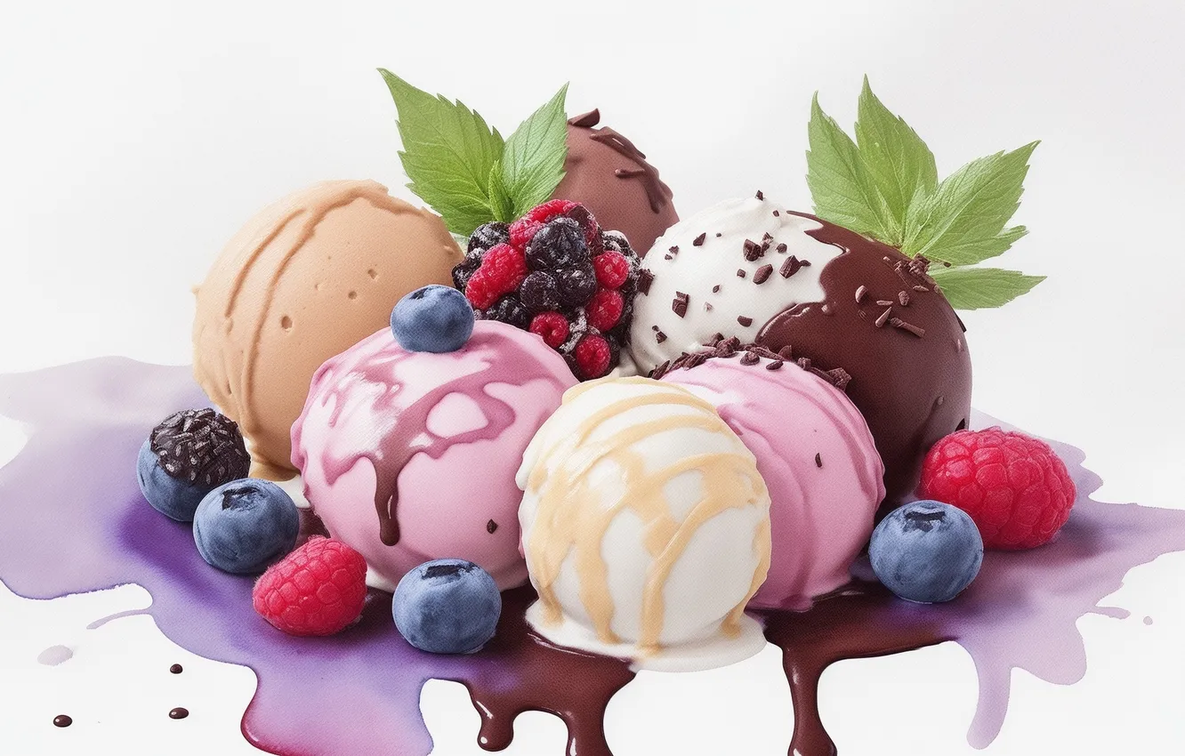Фото обои белый, малина, рисунок, еда, шоколад, berry, черника, ягода