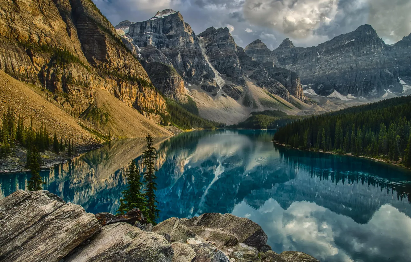 Фото обои горы, природа, озеро, парк, Канада