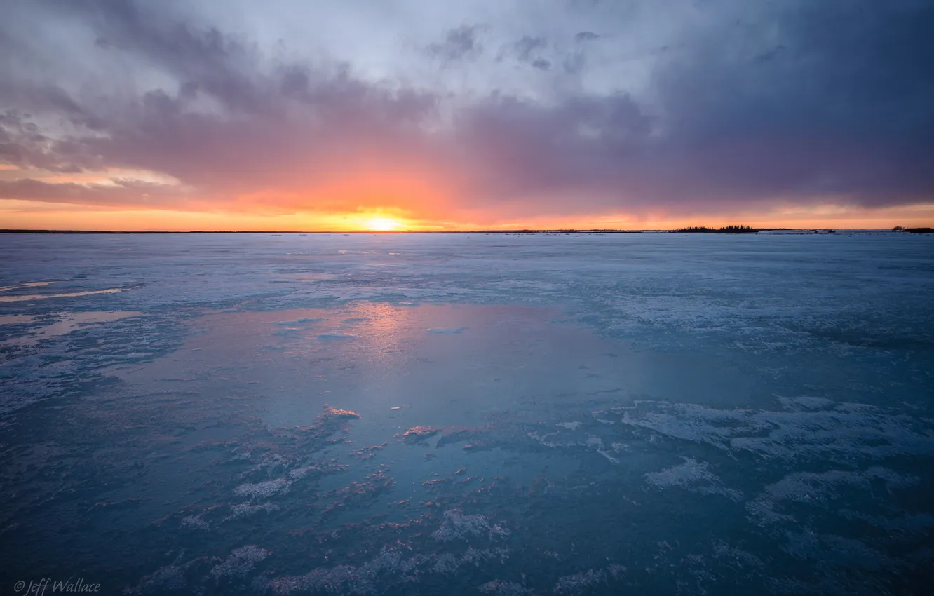 Фото обои закат, лёд, Jeff Wallace