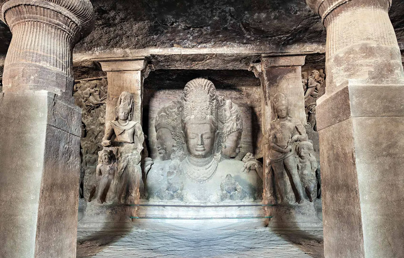 Фото обои Индия, пещера, Нави Мумбаи, остров Элефанта