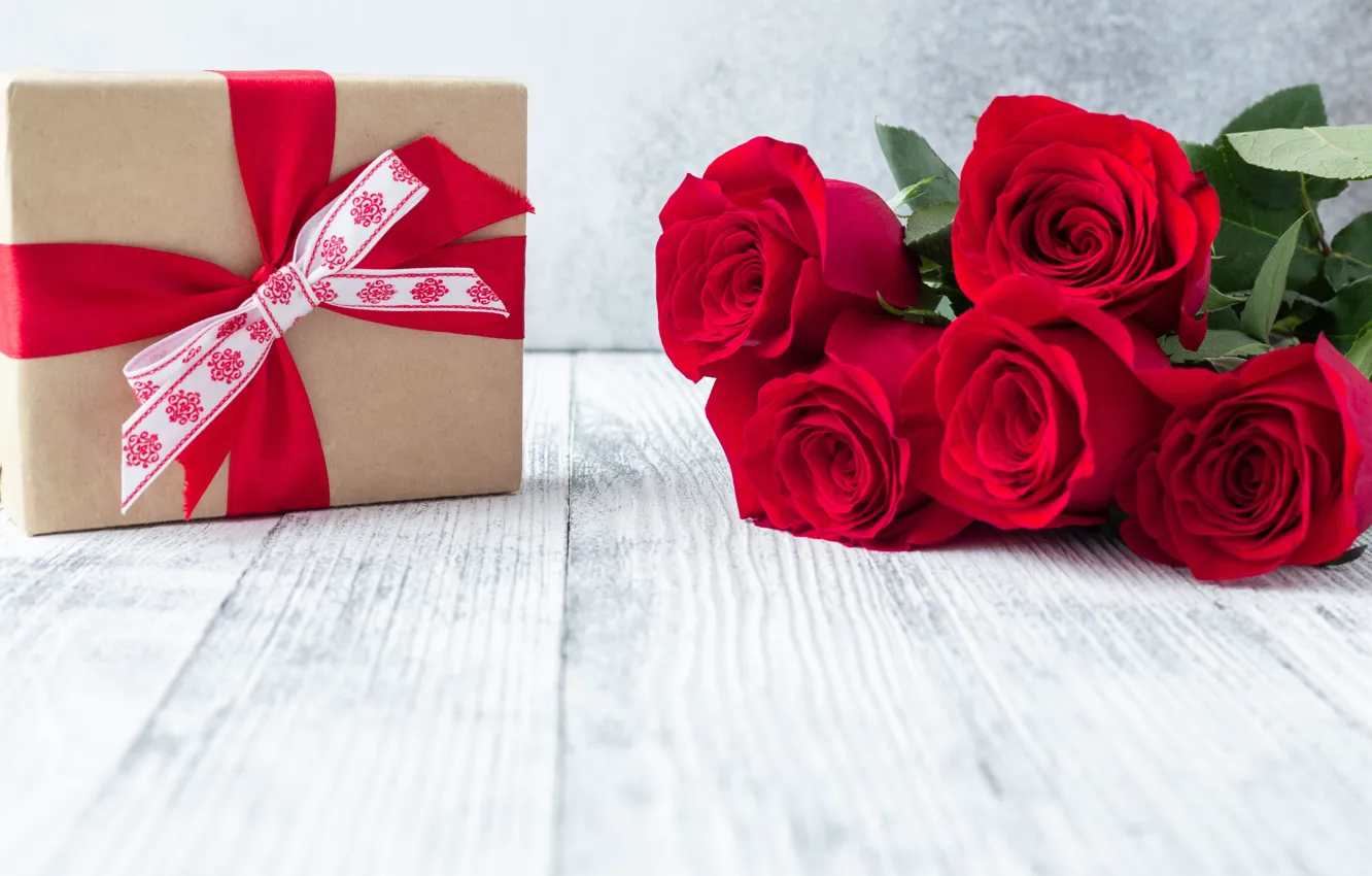 Фото обои праздник, подарок, розы, букет, красные, ELIZAVETA ELESINA