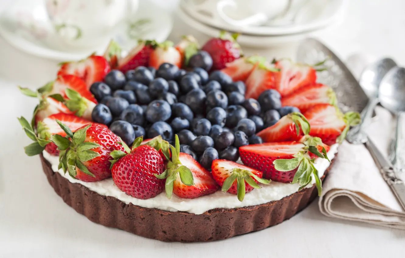 Фото обои ягоды, еда, торт, десерт, блюдо