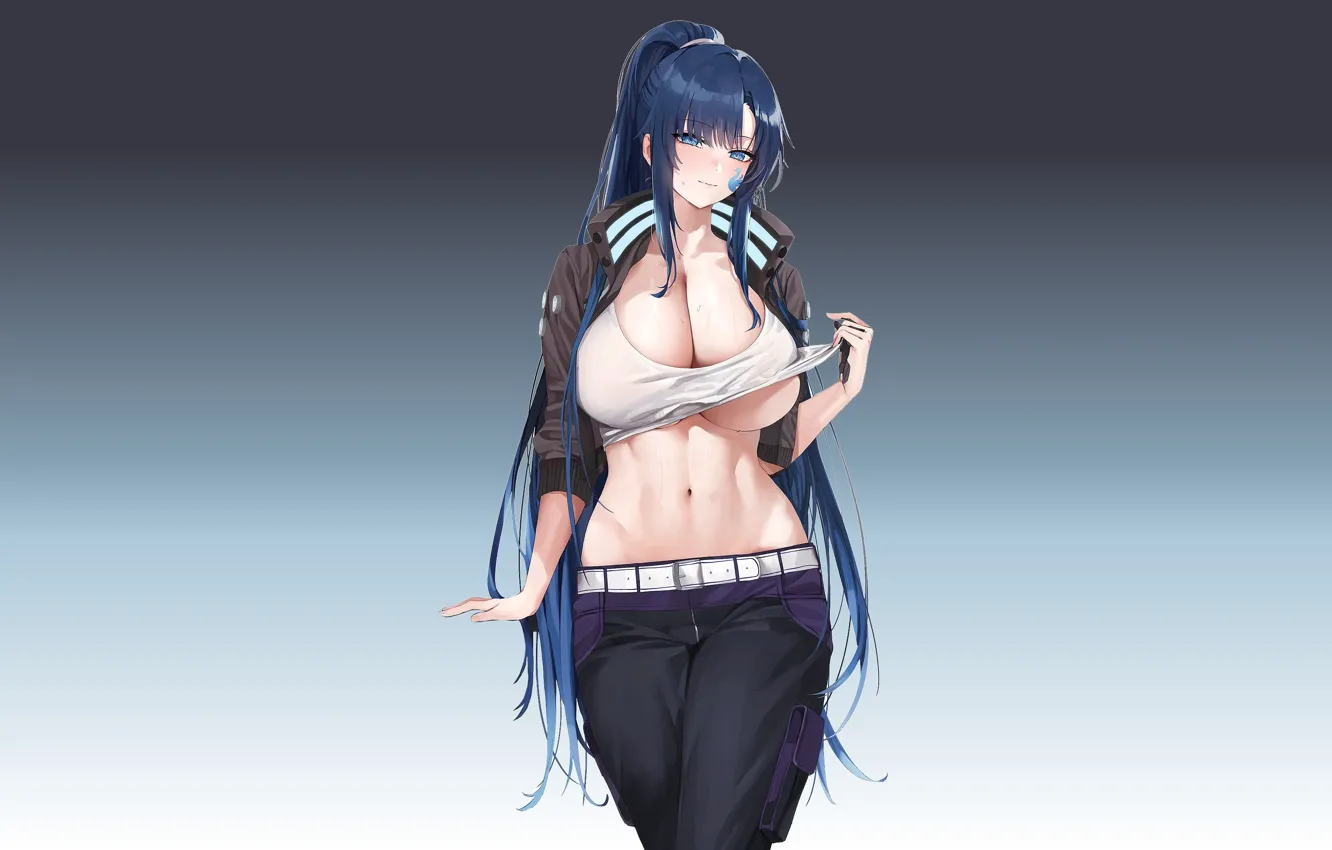 Фото обои girl, hot, boobs, anime, pretty, breasts, babe, tummy