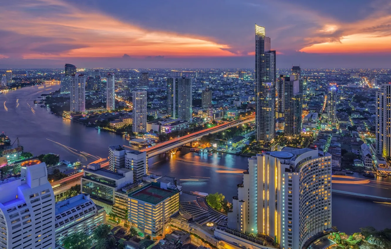 Фото обои город, панорама, Таиланд, Бангкок, Thailand, Bangkok