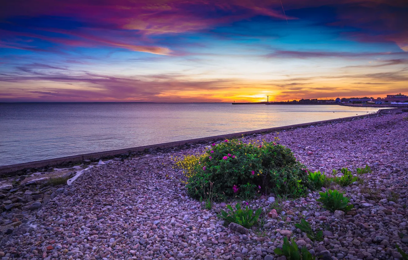 Фото обои Sunset, Lighthouse, surreal, Hel, Pomerania