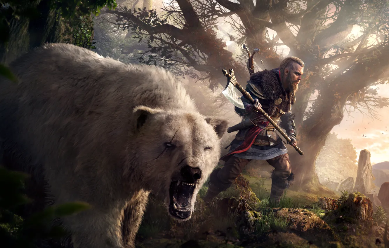 Фото обои игры, axe, медведь, топор, bear, games, викинг, viking