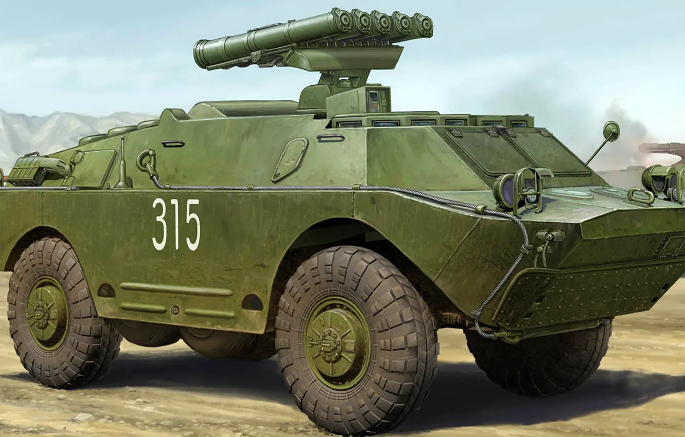 Фото обои рисунок, арт, ПТУР, советская боевая машина противотанкового комплекса «Конкурс», 9П148