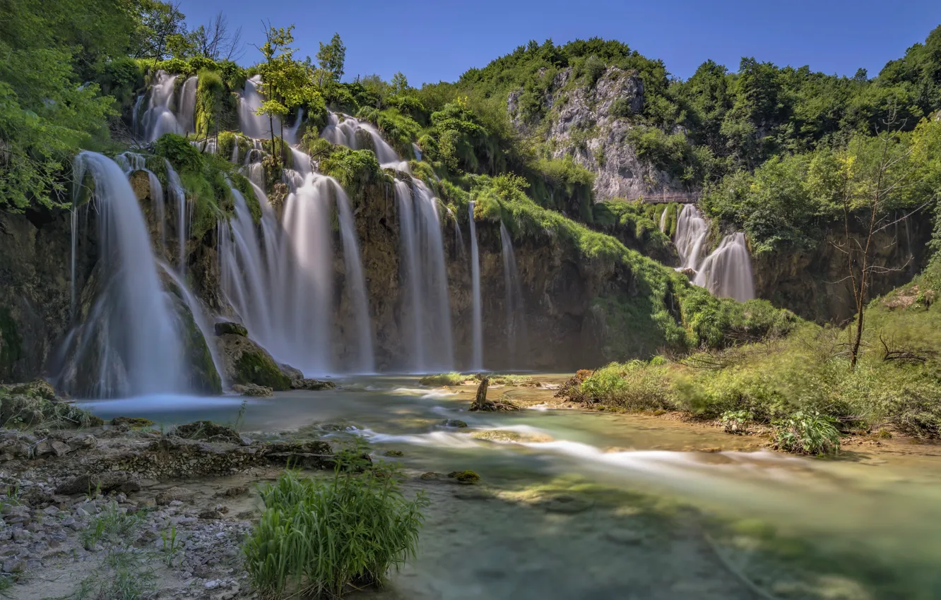 Фото обои водопад, Хорватия, Plitvice Lakes National Park