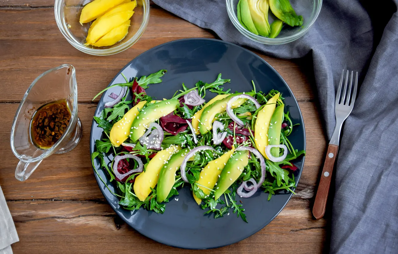 Фото обои манго, салат, авокадо