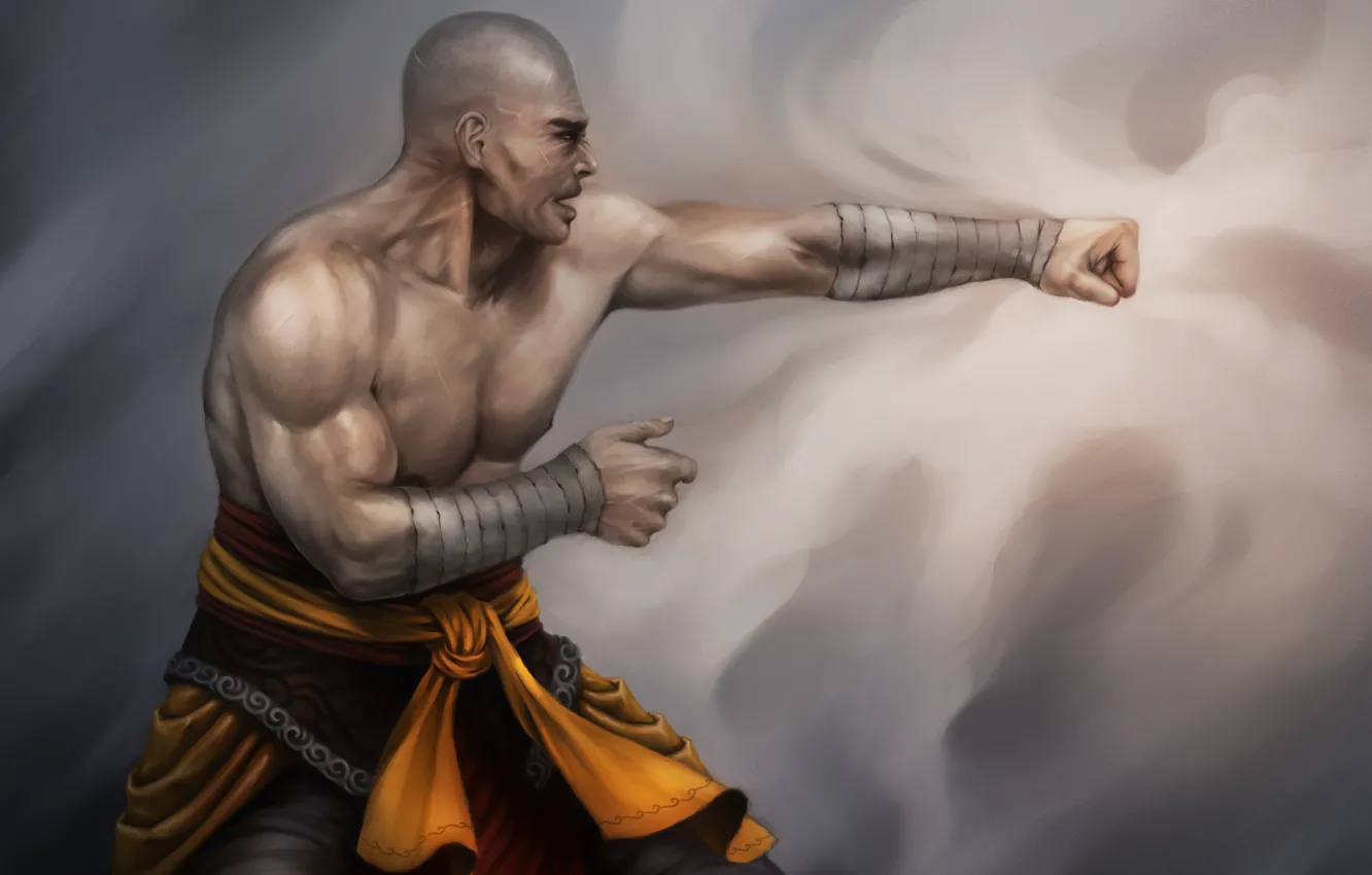 Фото обои арт, удар, монах, мужчина, боец, Lucas Torquato de Resende