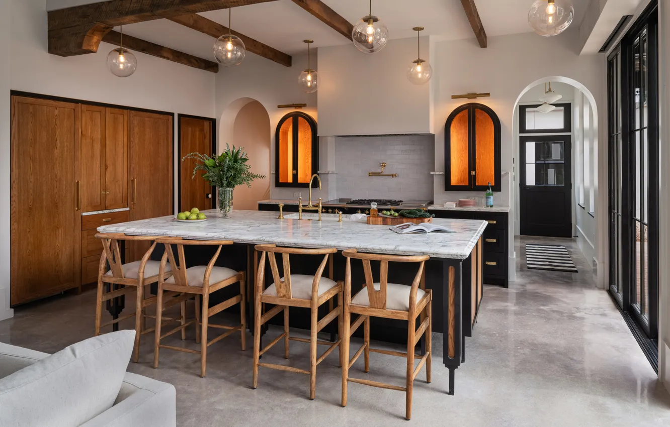 Фото обои дизайн, стиль, интерьер, кухня, Austin, столовая, by Tribeza, Hatch Works' House