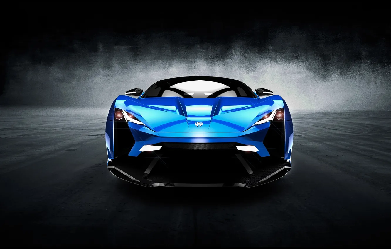 Фото обои синяя, чёрный фон, передок, Supersport, 2015, Lykan, W Motors