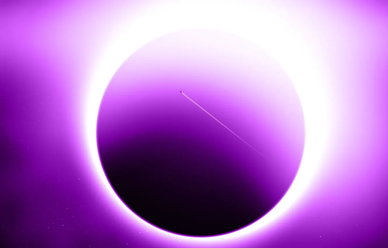 Фото обои eclipse, sun, planet, effect, violet, sci fi
