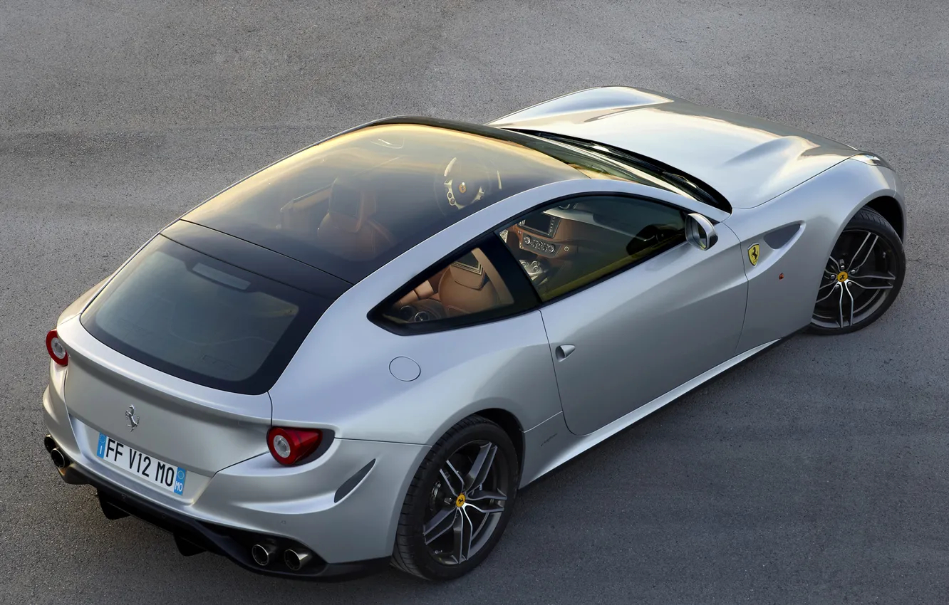 Фото обои Ferrari, суперкар, серебристая, 4х4, Panoramic