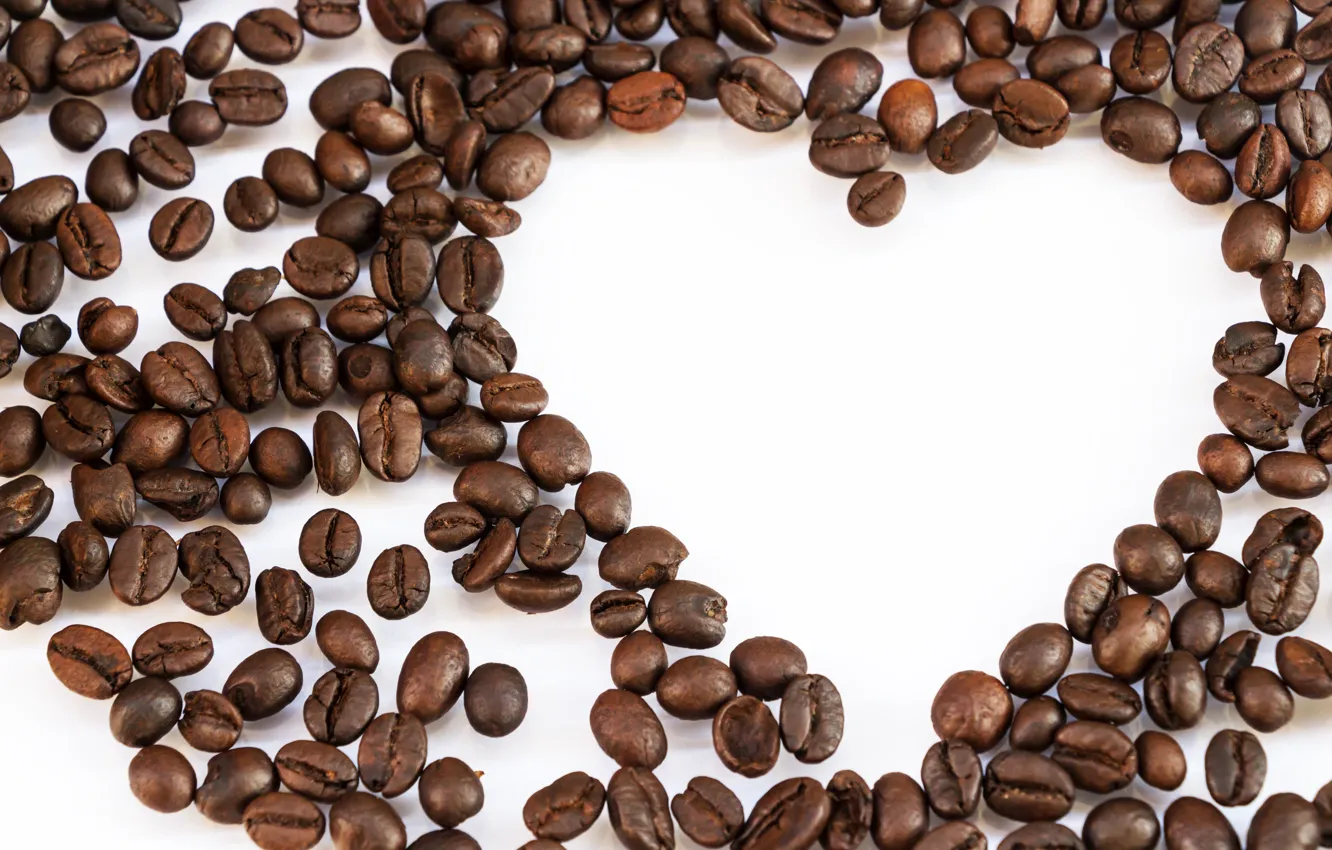 Фото обои фон, кофе, зерна, love, heart, beans, coffee