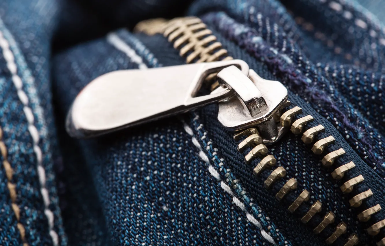 Фото обои jeans, fabric, metal zipper