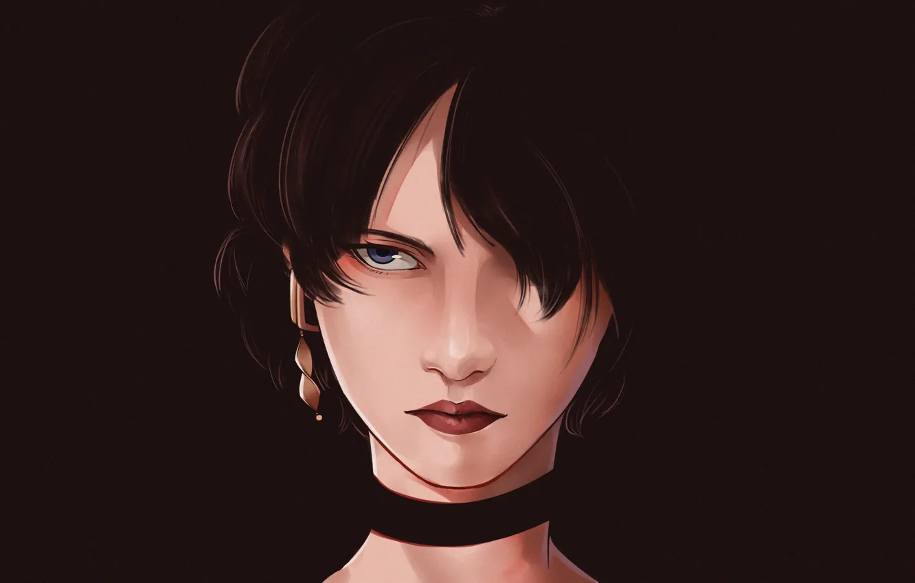 Фото обои Девушка, Губы, Лицо, Girl, Глаза, Арт, Art, Illustration