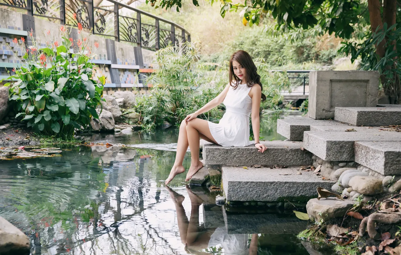 Фото обои лето, девушка, азиатка