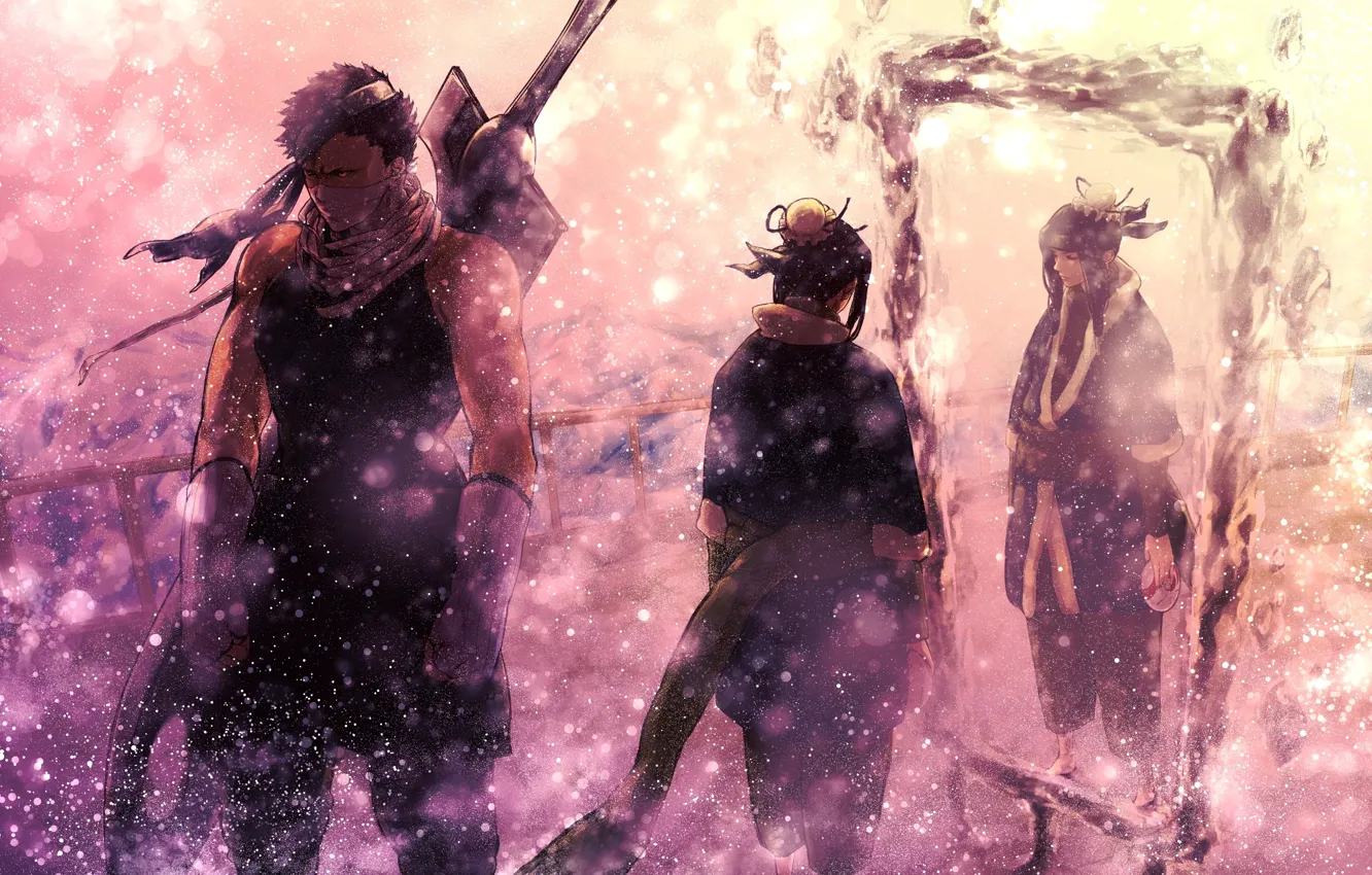 Фото обои зима, снег, оружие, меч, зеркало, наруто, герои, Naruto