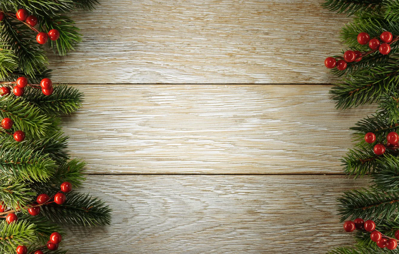 Фото обои украшения, ягоды, елка, Новый Год, Рождество, happy, Christmas, wood